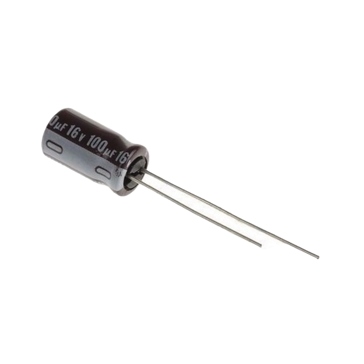 Capacitor ElectrolÌtico de Aluminio, Radial de 100 µFd, 16 Vcc, 105 ∞C, 5.0 x 11 mm.