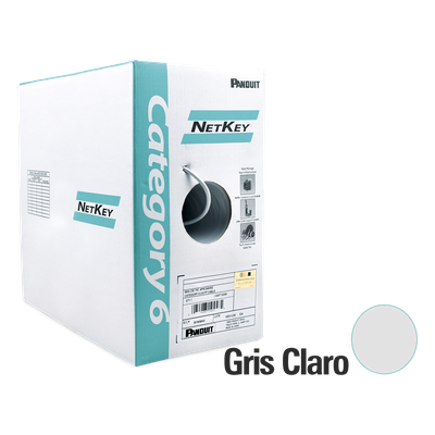 Bobina UTP Cat 6 / 305m (1000ft) / 24 AWG Cobre / CMR Riser / 250 MHz / 4 Pares / Gris Claro