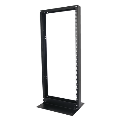 Rack de 2 Postes / 24 UR / 19" EIA-310D / Carga 460 kg / Base L para Piso / Acero Cal. 11 y 14
