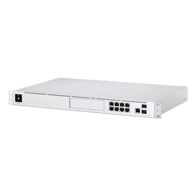 Gateway UniFi / 8 Puertos Gigabit / 2 Puertos 10G SFP+ / Rack 1U / NVR con Bahía HDD / IDS-IPS 3.5 Gbps