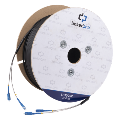 Carrete de Fibra Óptica Monomodo / SC-SC Duplex / 300 m (984.25 pies) / Reforzado con Kevlar / Subterráneo por Tubería
