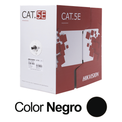 Bobina de Cable UTP / Cat 5E / 24 AWG / 305 m (1000 pies) / PE Exterior / 100% Cobre / 100 MHz / PoE