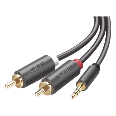 Cable de Audio / 3.5mm Macho a 2 RCA Macho / 3 m (9.84 pies) / Blindaje Múltiple / Conectores Chapados en Oro / TPE Ecológico