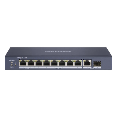 Switch PoE+ / 7 Puertos Gigabit 802.3af/at 30W / 2 Puertos Hi-PoE 90W / 1 Puerto Uplink Gigabit / 1 Puerto SFP / Modo Extendido 300 m (984 pies) / 110 W Total