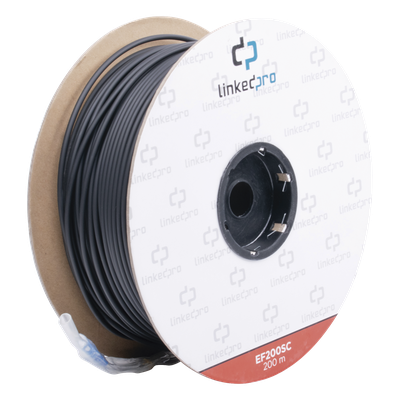 Carrete de Fibra Óptica Monomodo / Conectores SC-SC Duplex / Refuerzo Kevlar / 200 m (656.17 pies) / Subterráneo por Tubería