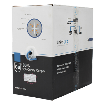 Bobina de Cable U/UTP Cat6A / 305 m (1000 ft) / 10G-BaseT / 500 MHz / Calibre 23 AWG / CMR / 100% Cobre