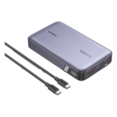 Power Bank / 20000mAh / 100W Max / 3 Salidas USB-C + USB-A / PD 3.0 / QC3.0 / Pantalla Inteligente / Carcasa Ignífuga / Gris