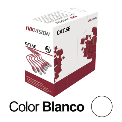 Bobina UTP / Cat5E 24 AWG / 305 m (1000 pies) / 100% Cobre / PVC CM / Interior / PoE / 100 MHz