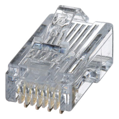 Plug RJ45 / Cat5e / 24-26 AWG / 50 µin Oro / 2500 Ciclos / PoE++ / -10 a 60°C / Paquete 100 pzas