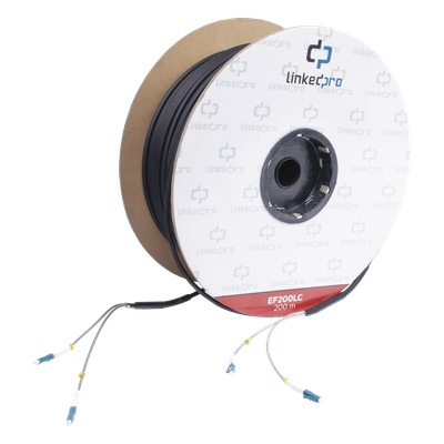 Carrete de Fibra Óptica Monomodo / LC-LC Dúplex / Kevlar / 200 m (656.17 pies) / HDPE Subterráneo