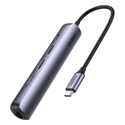 Docking Station USB-C / 5 en 1 / HDMI 4K@60Hz / 2 USB-A 3.1 5 Gbps / RJ45 Gigabit / PD 100W / Aluminio