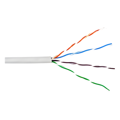 Bobina de Cable UTP Cat6 / 305 m (1000 pies) / Cobre Sólido 23 AWG / Riser CMR / Blanco / 400 MHz / UL, RoHS
