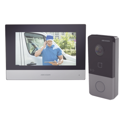 Kit de Videoportero IP / PoE / 1080p / Monitor Táctil 7" / IR 3 m (9.8 ft) / Lector MIFARE / IP65 / 1 Departamento