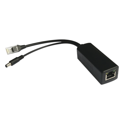 Divisor PoE Pasivo / 48-55 Vcc a 12 Vcc / 2 A / 10/100 Mbps / Alcance 120 m (393.7 ft) / Aislado / IEEE 802.3af