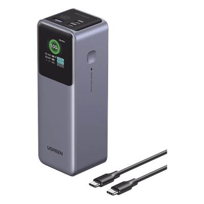 Power Bank / 25000mAh / 200W Total / 140W USB-C1 + 100W USB-C2 / PD 3.0 / QC 3.0 / Pantalla TFT / Carcasa Ignífuga