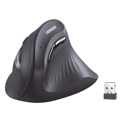 Mouse Inalámbrico Vertical / Dual 2.4G y Bluetooth / 3 Dispositivos Simultáneos / 4 Niveles DPI hasta 4000 / Alcance 10 m (32.8 ft) / 5 Botones Silenciosos