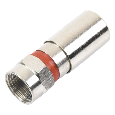 Conector F Macho / Compresión en Línea / Cable RG-59 / Cuerpo Bronce Niquelado / Contacto Oro 24k / Aislante Teflón