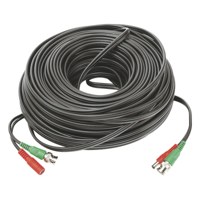Cable Coaxial BNC RG59 + Alimentación / SIAMES / 50 Metros (164 Pies) / 100% COBRE / 4K UHD / Interior y Exterior