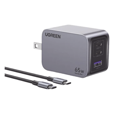 Cargador de Pared / 65W / 3 Puertos / 2 USB-C / 1 USB-A / GaNInfinity / PD3.1 / QC4.0 / Aluminio
