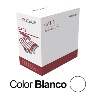 Bobina de Cable UTP / Cat 6 / 24 AWG / 305 m (1000 pies) / CCA / PVC CM / Interior / 250 MHz / PoE / Blanco