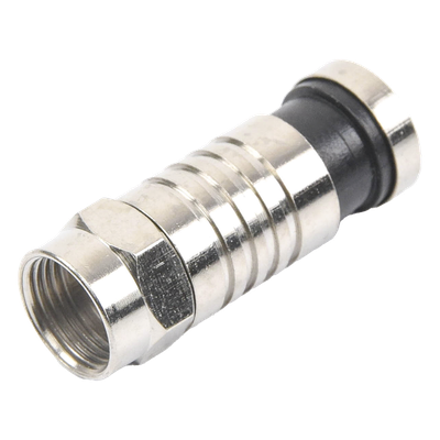 Conector F Macho / Compresión en Línea / Cable RG-6 / Cuerpo Bronce Niquelado / Contacto Central Oro / Aislante Teflón