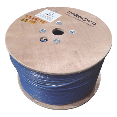 Bobina de Cable Cat6+ / 1000m (3280.84 ft) / Calibre 23 AWG / 250 MHz / Sin Blindaje / PVC CM / Azul