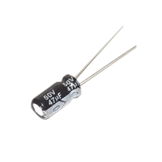 Capacitor ElectrolÌtico de Aluminio, Radial de 47 µFd, 50 Vcc, 105 ∞C, 6.3 x 11 mm.
