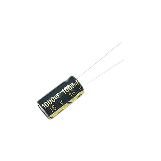 Capacitor ElectrolÌtico de Aluminio, Radial de 1000 µFd, 16 Vcc, 105 ∞C, 10 x 15 mm.