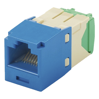 Conector Jack RJ45 / Categoría 6 / 8 Posiciones 8 Cables / 28-30 AWG / Sin Herramienta Impacto / PoE / T568A-B / Azul