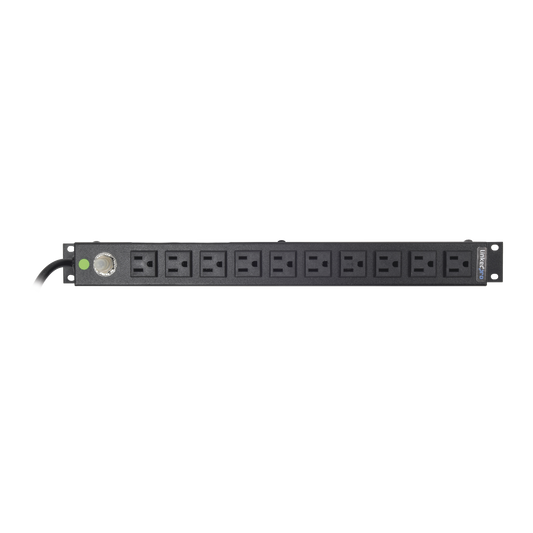 Multicontacto Horizontal (PDU) de 10 Contactos (NEMA 5-15R) Rack 19 1UR. Voltaje Entrada/Salida: 120Vca/15A