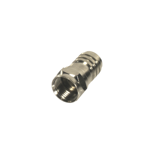 Conector F Macho Plegable para Cable Coaxial RG-59/U, Níquel / Níquel /Polietileno.