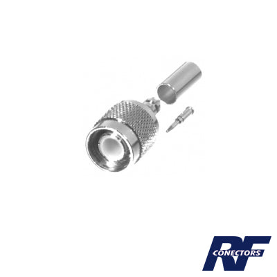 Conector TNC Macho de Anillo Plegable para Cables RG-58/U, LMR-195, Níquel/ Oro/ Delrin.