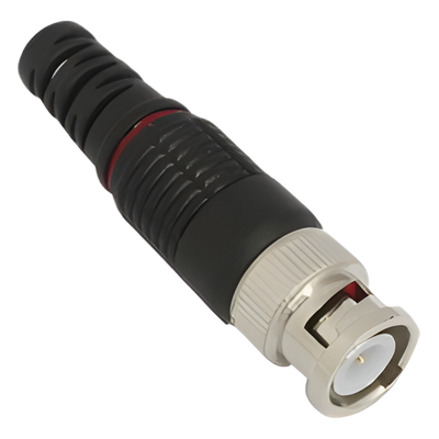 Conector BNC Macho / 75 Ohm / Montaje en Línea / Níquel-Oro-PTFE / Para Cable RG-59