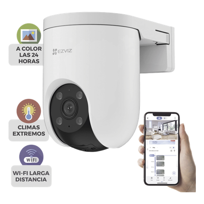 Cámara PT IP / 3 Megapixel (2K) / Wi-Fi 2.4 GHz / Ethernet RJ45 / Visión Nocturna Color / Audio Bidireccional / Defensa Activa / IP65