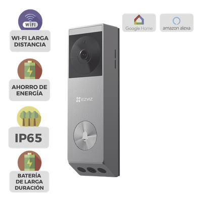Videoportero IP de Batería / Dual Cámara 3 MP + 2 MP / Panel Solar 1.2W / IR 6 m (19.7 ft) / IP65 / Audio Bidireccional / Wi-Fi