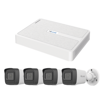 Kit de Videovigilancia IP / 2 Megapixel / NVR 8 Canales con 8 Puertos PoE+ / 4 Cámaras Bala para Exterior / IR 30 m (98.4 ft) / Compresión H.265+