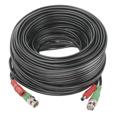 Cable Coaxial BNC RG59 + Alimentación / SIAMES / 20 Metros (65.62 Pies) / CCA / 4K / Interior y Exterior