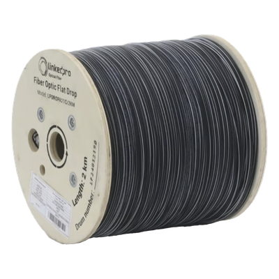 Carrete de Fibra Óptica Drop Plana / 2 km / G.657A2 Monomodo / 1 Hilo / Dieléctrica / Interior-Exterior / 6,562 ft