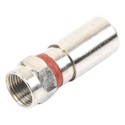 Conector F Macho / Compresión en Línea / Cable RG-6 / Cuerpo Bronce Niquelado / Contacto Oro / Aislante Teflón
