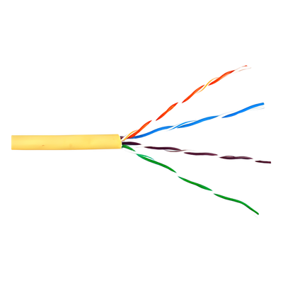Bobina de Cable UTP Cat6 Riser / 305m (1000 pies) / Color Amarillo / UL CMR / Probado a 350 MHz / 23 AWG Cobre Sólido / -20°C a 75°C / CCTV, Datos, IP, RS485