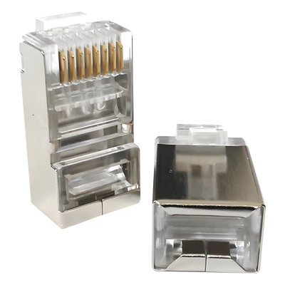 Conector RJ45 / Blindado / Categoría 5E / Chapado en Oro 30µ / Sin Pin a Tierra / T568A/T568B