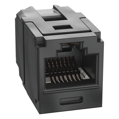 Módulo Acoplador / Mini-Com / Categoría 6A / RJ45 a RJ45 / Negro / PoE++ / 2500 Ciclos