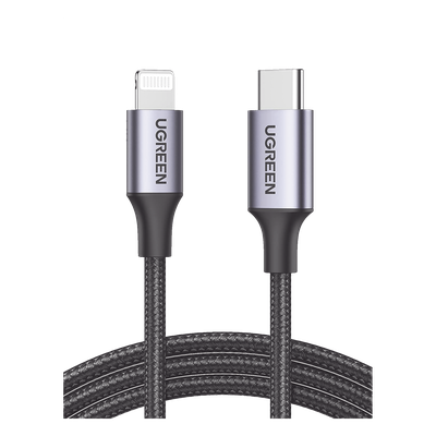 Cable USB-C a Lightning / 1 Metro (3.28 Pies) / Certificado MFi / Carga Rápida 60W / 480 Mbps / Nylon Trenzado / Aluminio