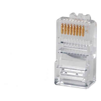 Plug RJ45 Cat5e / UTP 22-26 AWG / Chapado Oro 50μ / Diámetro Máx 5.08 mm (0.017 ft)