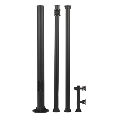 Poste Seccionado para Videovigilancia / 6 m (19.7 ft) / 3 Secciones / Base 140 mm / Espesor 3 mm / Brazo PTZ 500 mm / IP con Sellos / Color Negro