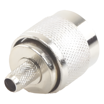 Conector N Macho / Anillo Plegable / 75 Ohm / RG-59 / Níquel-Oro-Teflón / Montaje en Línea