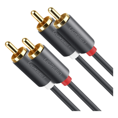 Cable de Audio 2 RCA Macho a 2 RCA Macho / 5 Metros (16.40 Pies) / Cobre Libre de Oxígeno / Conectores Chapados en Oro / Doble Blindaje EMI/RFI