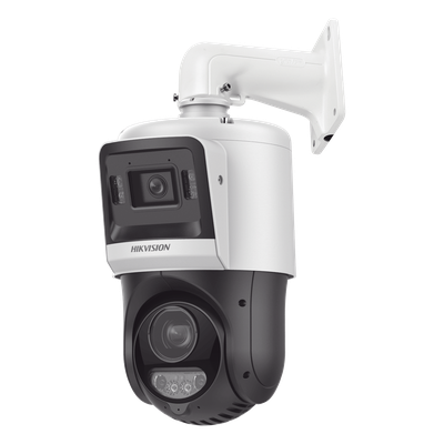 PTZ IP TandemVu / 4 Megapixel + 4 Megapixel / Zoom Óptico 25X / IR 100 m (328.1 ft) + Luz Blanca 30 m (98.4 ft) / DarkFighter / IP67 / PoE+