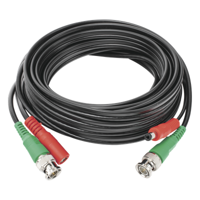 Cable Coaxial Siames / BNC RG59 + Alimentación / 5 m (16.40 ft) / 100% Cobre / 4K / Interior y Exterior