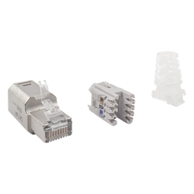 Conector RJ45 Cat6A Blindado / Terminación en Campo / 10 Gbps / Sin Clip Protector / UL 2043 Plenum